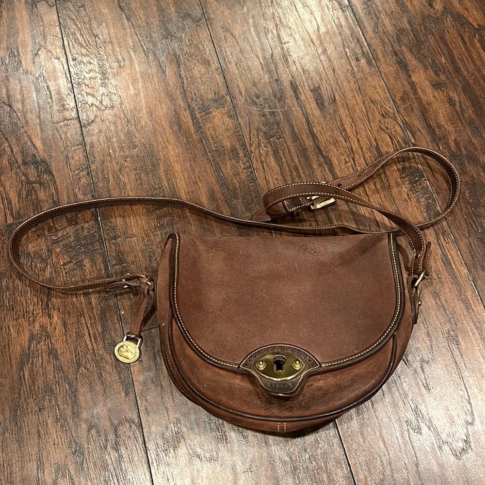 Vintage Dooney & Bourke USA  brown full grain leather crossbody belt bag GUC